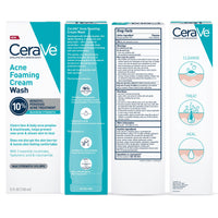 Thumbnail for CeraVe Acne Foaming Cream Wash, Gentle Face and Body Cleanser with Benzoyl Peroxide 10%, Hyaluronic Acid, and Niacinamide, 10% Benzoyl Peroxide Treatment Clears Pimples and Blackheads 5 Oz