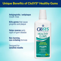 Thumbnail for CloSYS Healthy Gums Mouthwash 32 Fl Oz, Antiplaque, Anti-Gingivitis Mouthwash, Non-Burning, Non-Irritating