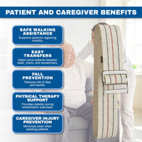 Thumbnail for Skil-Care Cotton Gait Belt, Pinstripe, Metal Buckle, 72