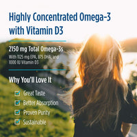 Thumbnail for Nordic Naturals ProOmega 2000-D - Fish Oil, 1125 mg EPA, 875 mg DHA, 1000 IU Vitamin D3, Cardiovascular, Neurological, Eye, and Immune Health, Lemon Flavor, 60 Soft Gels