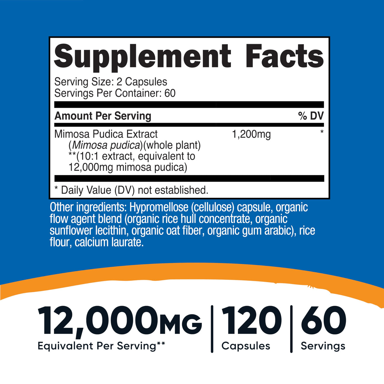 Nutricost Mimosa Pudica Seed 12,000mg Equivalent from 1,200mg of 10:1 Extract Per Serving, 120 Capsules for 60 Servings Per Bottle - Vegan, GMO Free and Gluten Free