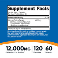 Thumbnail for Nutricost Mimosa Pudica Seed 12,000mg Equivalent from 1,200mg of 10:1 Extract Per Serving, 120 Capsules for 60 Servings Per Bottle - Vegan, GMO Free and Gluten Free