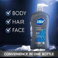Thumbnail for Dial Men 3in1 Body, Hair and Face Wash, Hydro Fresh, 32 fl oz