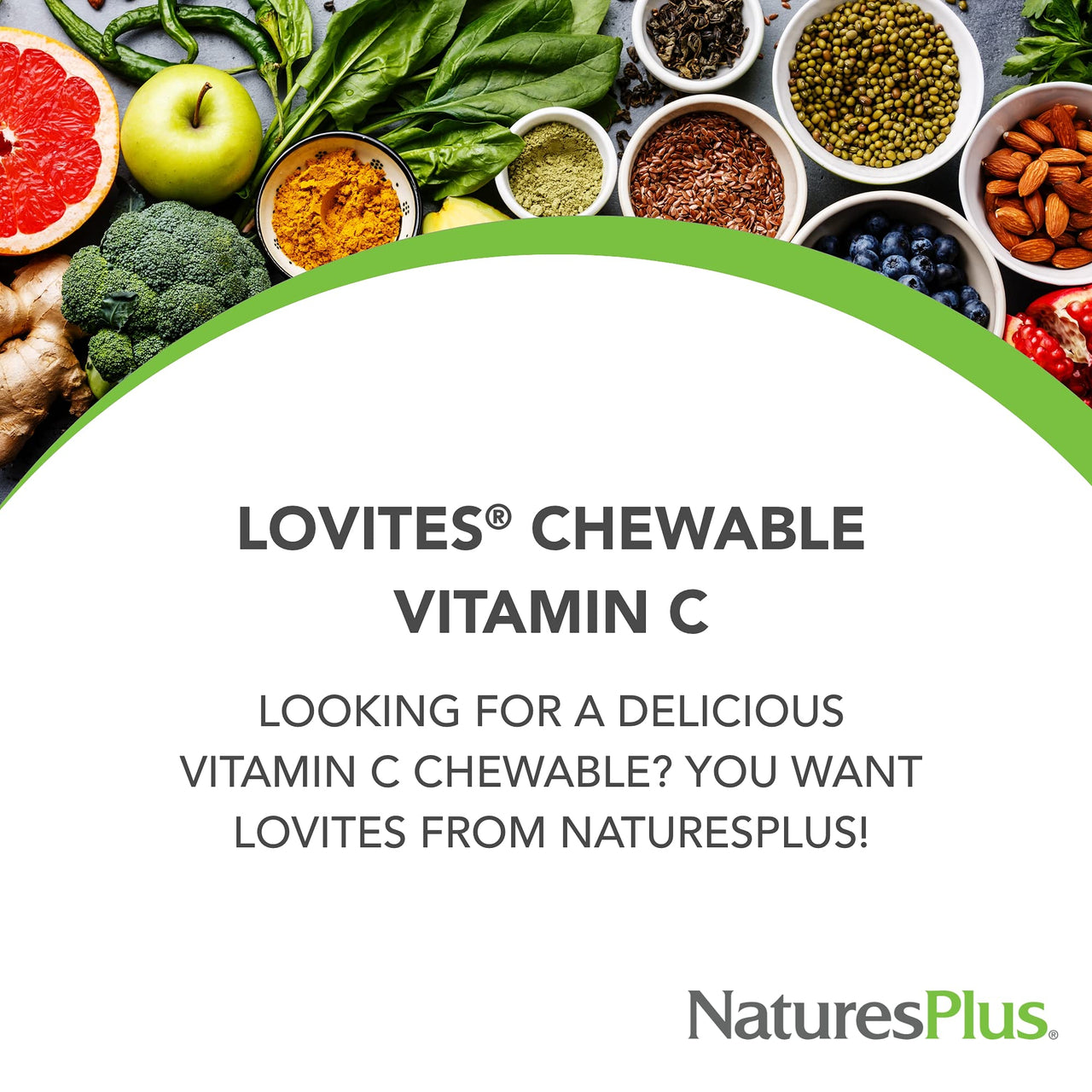 NaturesPlus Lovites - 90 Chewable, Heart-Shaped Tablets - 500mg Vitamin C - Natural Fruit Flavor - Vegan, Gluten Free - 90 Servings
