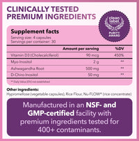 Thumbnail for Intimate Rose Myo-Inositol & D-Chiro Inositol Supplement for Women - Hormone Balance & Ovarian Support for Women - Ideal 40:1 Ratio, Vitamin D3 + Ashwagandha