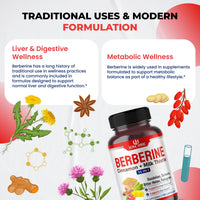 Thumbnail for Ultra Herbs Premium Berberine with Cinnamon, Milk Thistle - Promotes Liver Function, Gut Health, Immunity (150 Count (Pack of 1))