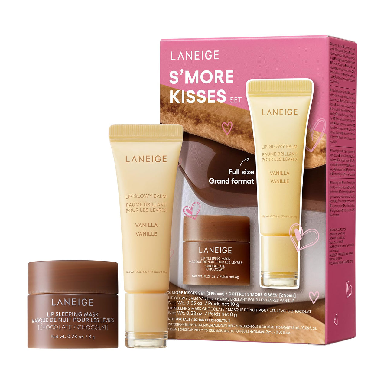 LANEIGE Sâ€™more Kisses Set: Hydrating Chocolate Lip Sleeping Mask & Vanilla Lip Glowy Balm