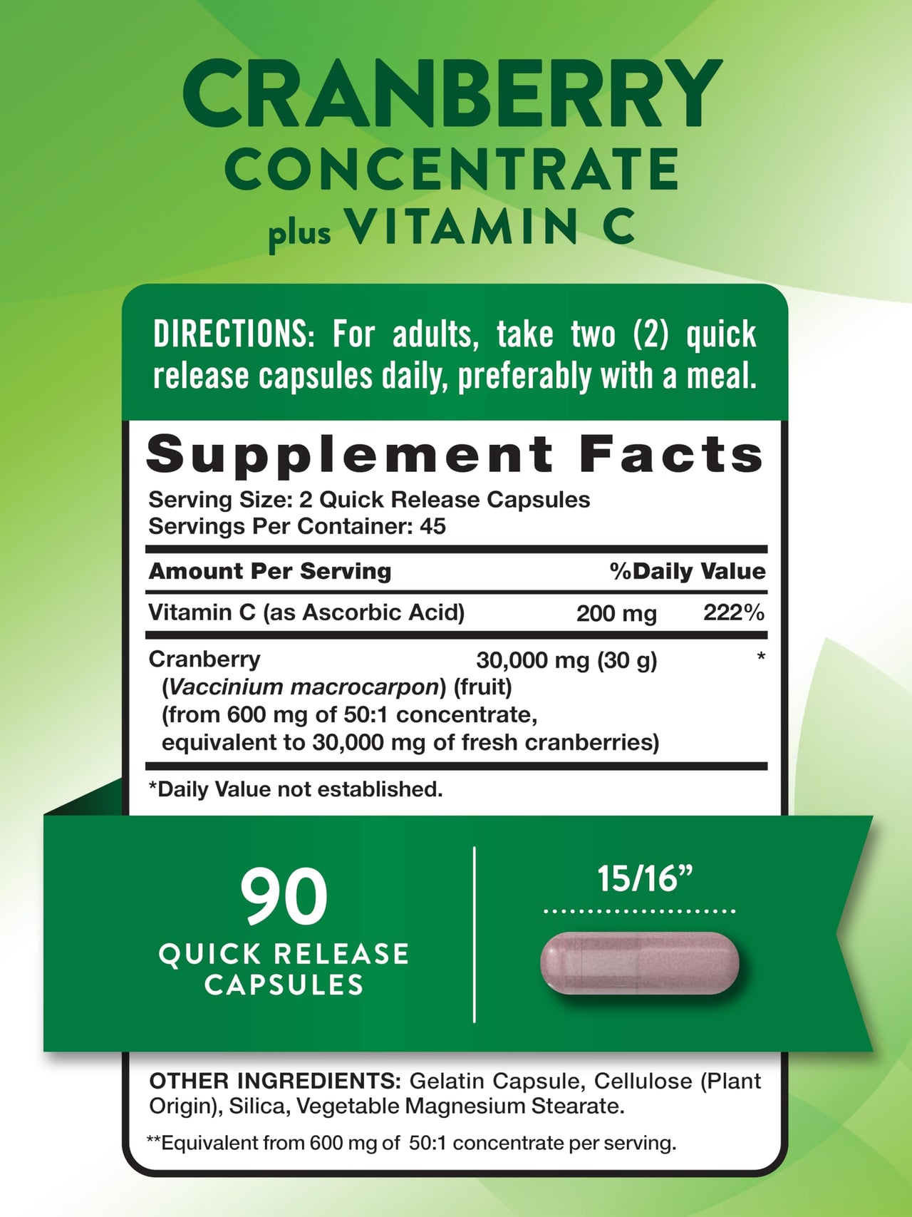 Nature's Truth Cranberry Concentrate Pills | Plus Vitamin C | Triple Strength Support Capsules | Non-GMO & Gluten Free Supplement