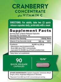 Thumbnail for Nature's Truth Cranberry Concentrate Pills | Plus Vitamin C | Triple Strength Support Capsules | Non-GMO & Gluten Free Supplement