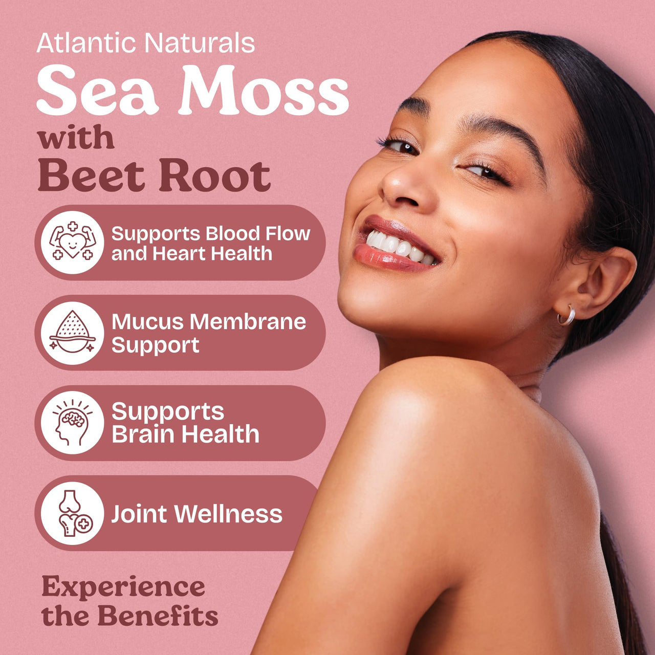 Atlantic Naturals Sea Moss with Beet Root Capsules - Premium Quality Multivitamin Supplement - Sea Moss Superfood to Support Immune Health, Blood Flow, Joint Health & Athletic Performance - 120 ct