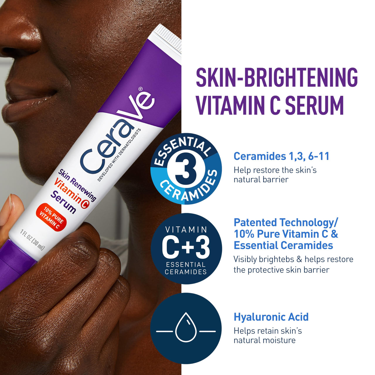 CeraVe Vitamin C Serum and Night Cream Skin Care Set, Brightening Serum with 10% Pure Vitamin C and Night Moisturizer with Peptides, Hyaluronic Acid and Ceramides, 1oz Vit C + 1.7oz Moisturizer