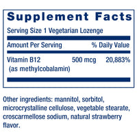 Thumbnail for Life Extension Vitamin B12 Methylcobalamin 500mcg - Vitamin B12 Supplement for General Energy and Brain Health - Sugar Free Vegetarian Lozenges Dissolve in Your Mouth - Once Daily - 100 Count