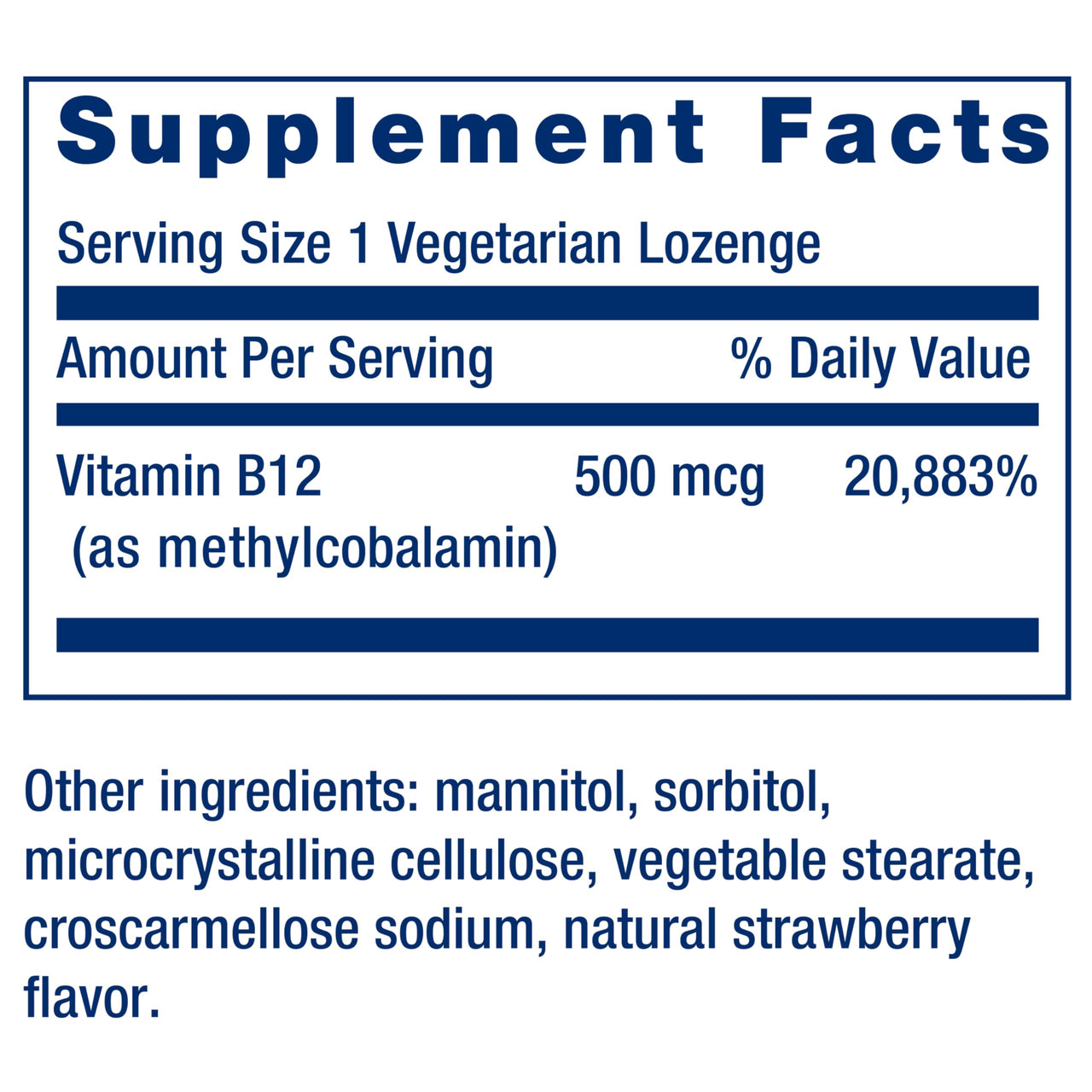 Life Extension Vitamin B12 Methylcobalamin 500mcg - Vitamin B12 Supplement for General Energy and Brain Health - Sugar Free Vegetarian Lozenges Dissolve in Your Mouth - Once Daily - 100 Count