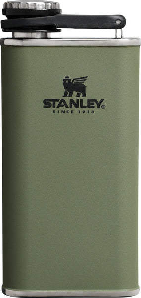 Stanley Classic Easy Fill Wide Mouth Flask 8 oz | Leakproof Hip Flask | Hinge Connected Never Lose Cap | Insulated Stainless Steel Liquor Container | BPA-Free | Dried Pine