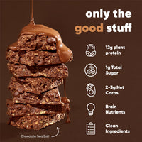 Thumbnail for IQBAR Clean Plant Protein Bars - Chocolate Lovers Variety - 12 Count - Keto, Vegan, High Fiber, Gluten and Dairy Free, Low Sugar Snack - Brain and Body Nutrients for Focus, Energy, Meal Replacement