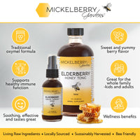Thumbnail for Mickelberry Gardens Elderberry Honey Tonic, Sambucus Syrup, Black Elderberry - Immune Support for Adults and Kids (4 Ounces)