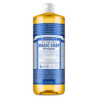 Thumbnail for Dr. Bronner's Pure-Castile Magic Liquid Soap - Made with Regenerative Organic Certified Oils- 18-in-1 Uses for Face, Body, Hand, Hair, Laundry & More- Vegan, Non-GMO- Body Wash- Peppermint,32oz