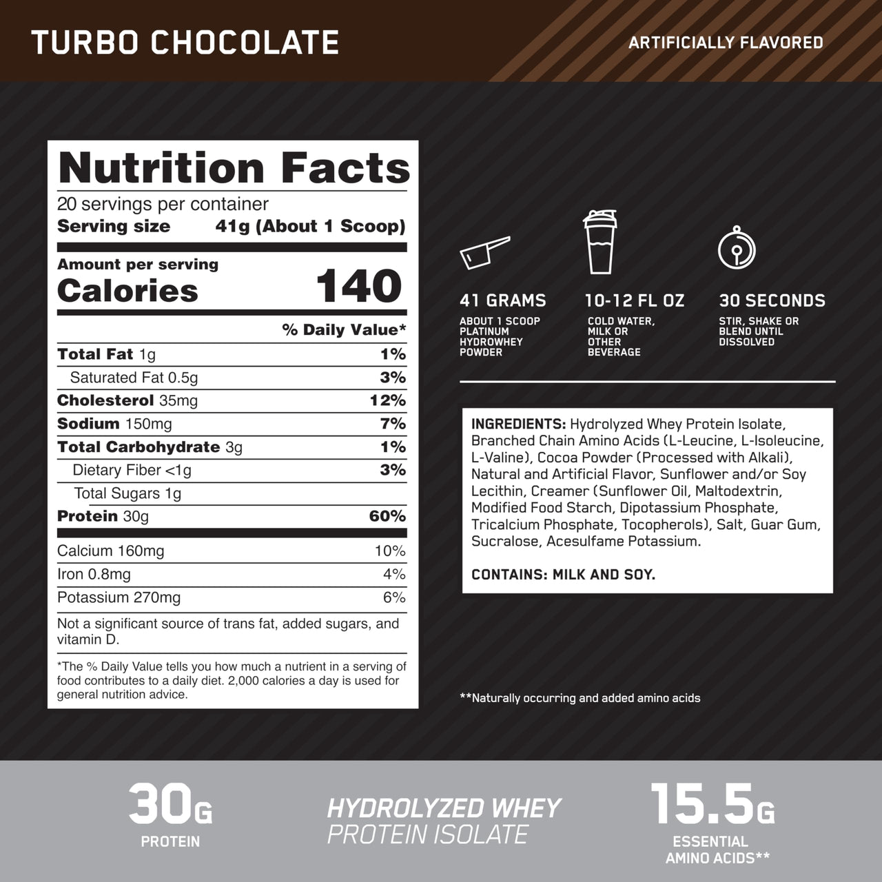 Optimum Nutrition Platinum Hydro Whey, Turbo Chocolate, 1.75 Pound