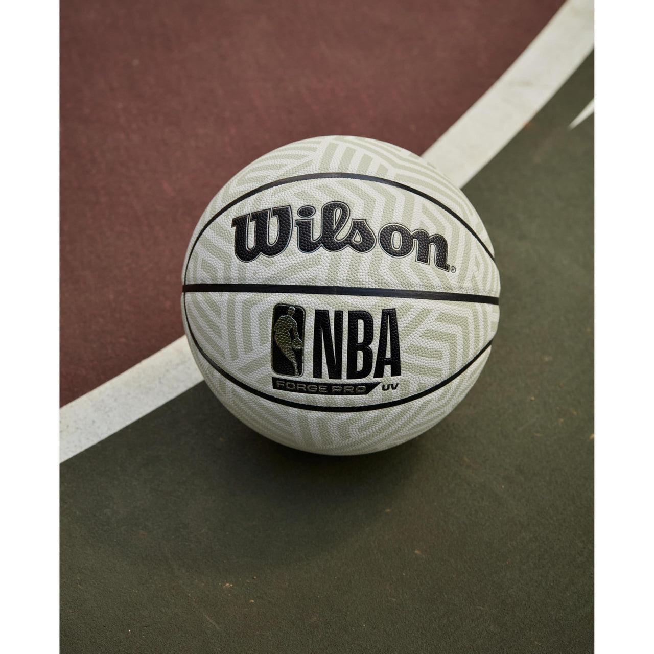 WILSON NBA Forge Pro UV Indoor/Outdoor Basketball - White/Green, Size 7-29.5"