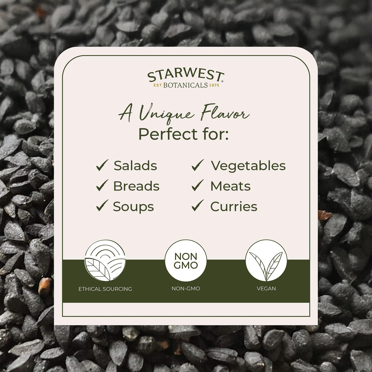 Starwest Botanicals Organic Nigella Seeds - Dried Black Cumin Seed for Cooking & Baking, Nigella Sativa Seasoning, Whole Body Support for Men & Women, Non-GMO - Bulk 1 lb Bag