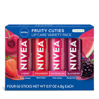 Thumbnail for NIVEA Lip Care, Fruity Tinted Lip Balm Variety Pack, Cherry, Strawberry, Blackberry and Watermelon Flavors, 3-in-1 Moisture, Repair and Color, 0.17 Oz Stick, Pack of 4
