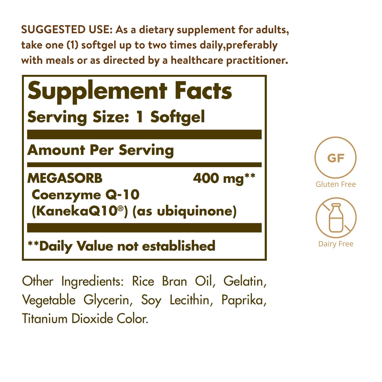 Solgar Megasorb CoQ-10 400 mg, 60 Softgels - Supports Brain Function - Coenzyme Q10 Supplement - Enhanced Absorption - Gluten Free, Dairy Free - 60 Servings