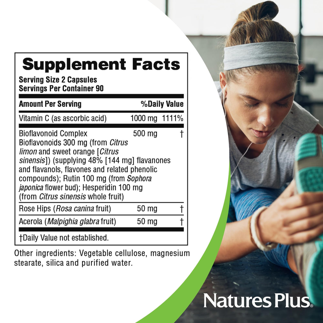 NaturesPlus Super C Complex - 180 Capsules - 1000mg Vitamin C + 500mg Bioflavonoids - Vegan, Gluten Free - 90 Servings