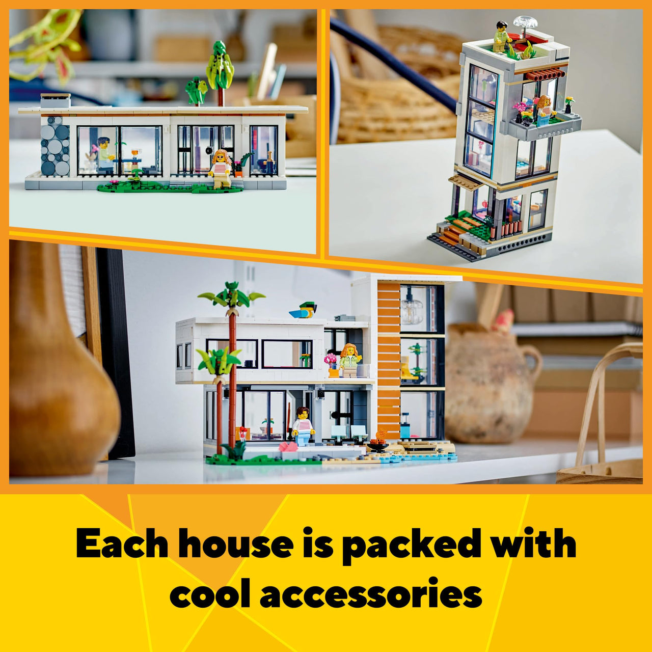 LEGO Creator 3 in 1 Modern Toy House - Kids Toy Building Set with 3 Building Options for Boys & Girls, Ages 9+ - with 2 Minifigures for Pretend Play - Gift Idea for Birthday - 31153