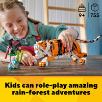 Thumbnail for LEGO Creator 3 in 1 Majestic Tiger Building Set, Transforms from Tiger to Panda or Koi Fish Set, Animal Figures, Collectible Building Toy, Gifts for Kids, Boys & Girls 9 Plus Years Old, 31129
