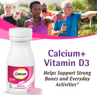 Thumbnail for Caltrate 600 Plus D3 Calcium and Vitamin D Supplement Tablets, Bone Health Supplements for Adults - 120 Count