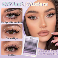 Thumbnail for B&Q Fairy Lash Clusters Kit - DIY Lash Extension Kit at Home Beginner-Friendly Manga Lashes, 144pcs 8-18mm Wispy Clusters with 0.3mm Invisible Band & Waterproof, Salon Look for Daily Work & Parties
