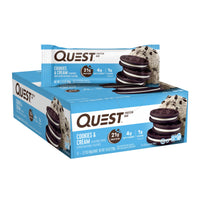 Thumbnail for Quest Nutrition Cookies & Cream Protein Bars, 21g Protein, 1g Sugar, 4g Net Carb, High Fiber, Gluten Free, Keto Friendly, 12 Count