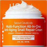 Thumbnail for SeoulCeuticals Snail Mucin Moisturizer 97.5% - Korean Skin Care Snail Repair Cream - Day & Night Anti Aging K Beauty Skincare Cruelty Free 2oz