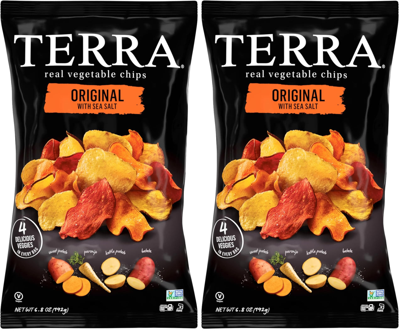 Terra Vegetable Chips, Original Chips with Sea Salt, 6.8 Oz, (Pack of 2)