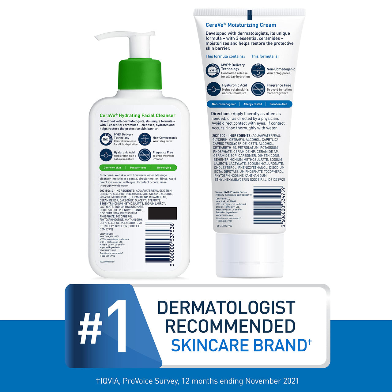 CeraVe Hydrating Skin Care Set, 8oz Moisturizing Cream & 8oz Hydrating Facial Cleanser, Ceramides + Hyaluronic Acid Moisturizer and Face Wash, Accepted by National Eczema Association