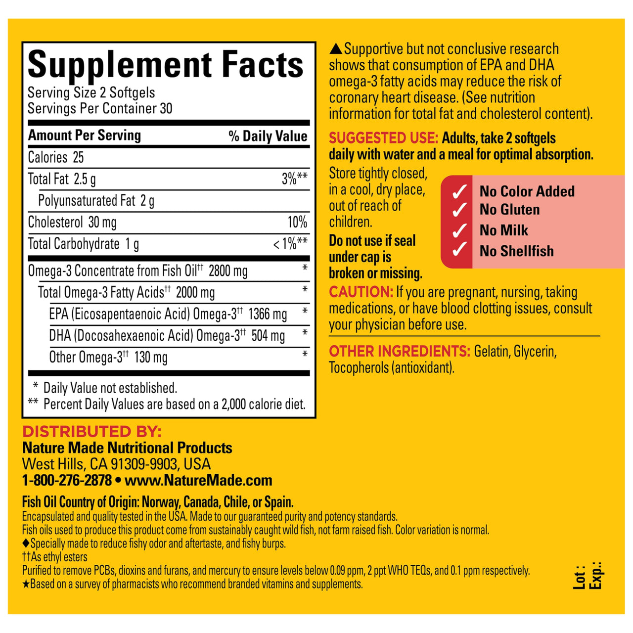 Nature Made Extra Strength Omega 3 Fish Oil Supplements, 2800mg, Fish Oil Omega 3 Supplements as Ethyl Esters for Healthy Heart, Brain, Eyes, Mood Support, 60 Softgels, 30 Day Supply