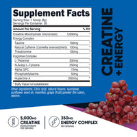 Thumbnail for Nutricost Creatine + Energy 30 Servings (Grape Flavored) - 5,000mg Creatine Monohydrate + 350mg Energy Complex Per Serving