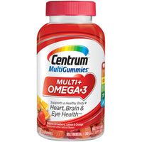 Thumbnail for Centrum MultiGummies Multi + Omega-3 Natural Strawberry, Lemon, Orange Flavors Multivitamin/Multimineral Supplement Gummy, 100 Count