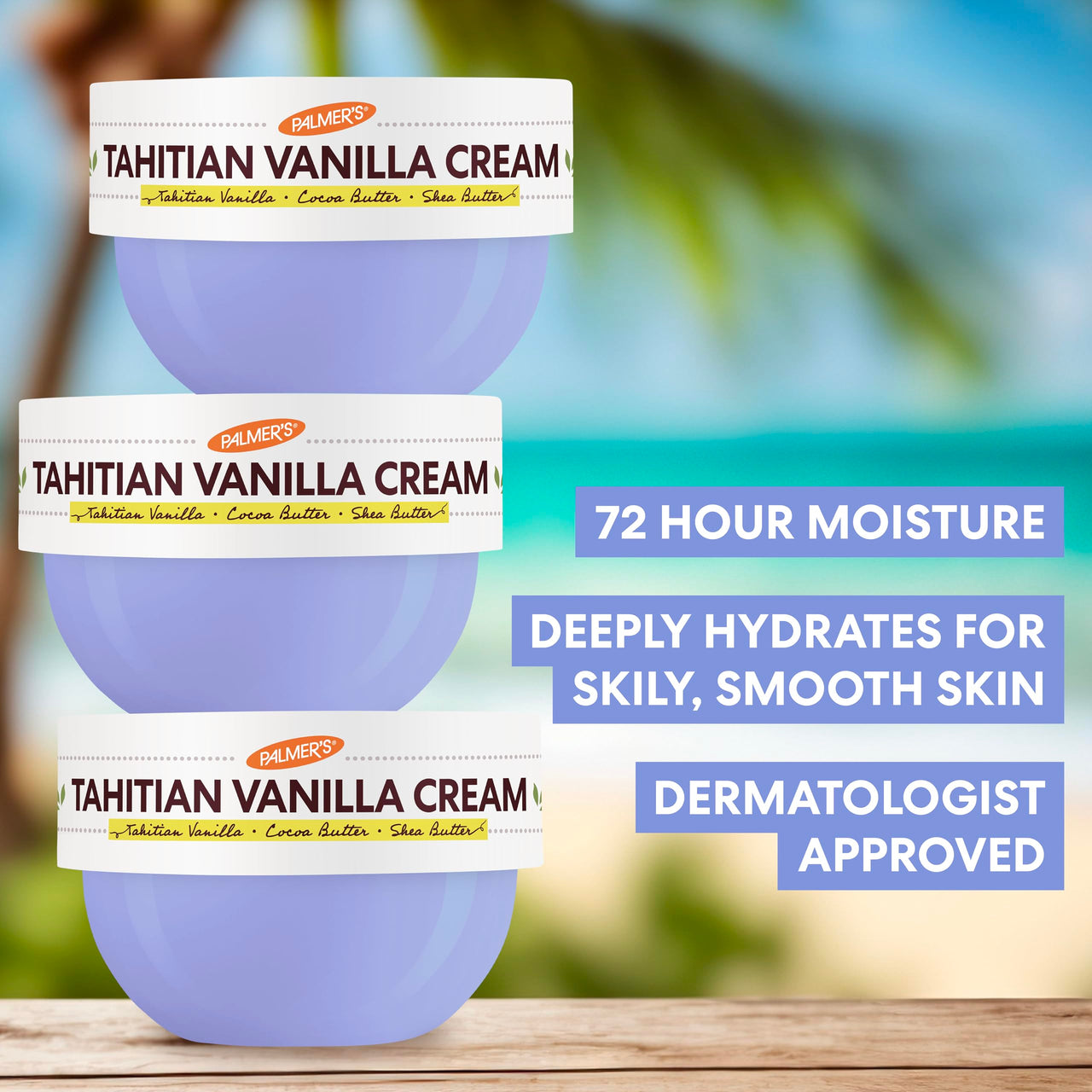 Palmer's Cocoa Butter Formula Body Cream, Moisture Drenching Tahitian Vanilla, 8.8 Oz, 72Hr Hydration with Shea Butter & Vitamin E for Softer Skin, Protects & Soothes Dryness, Dermatologist Approved