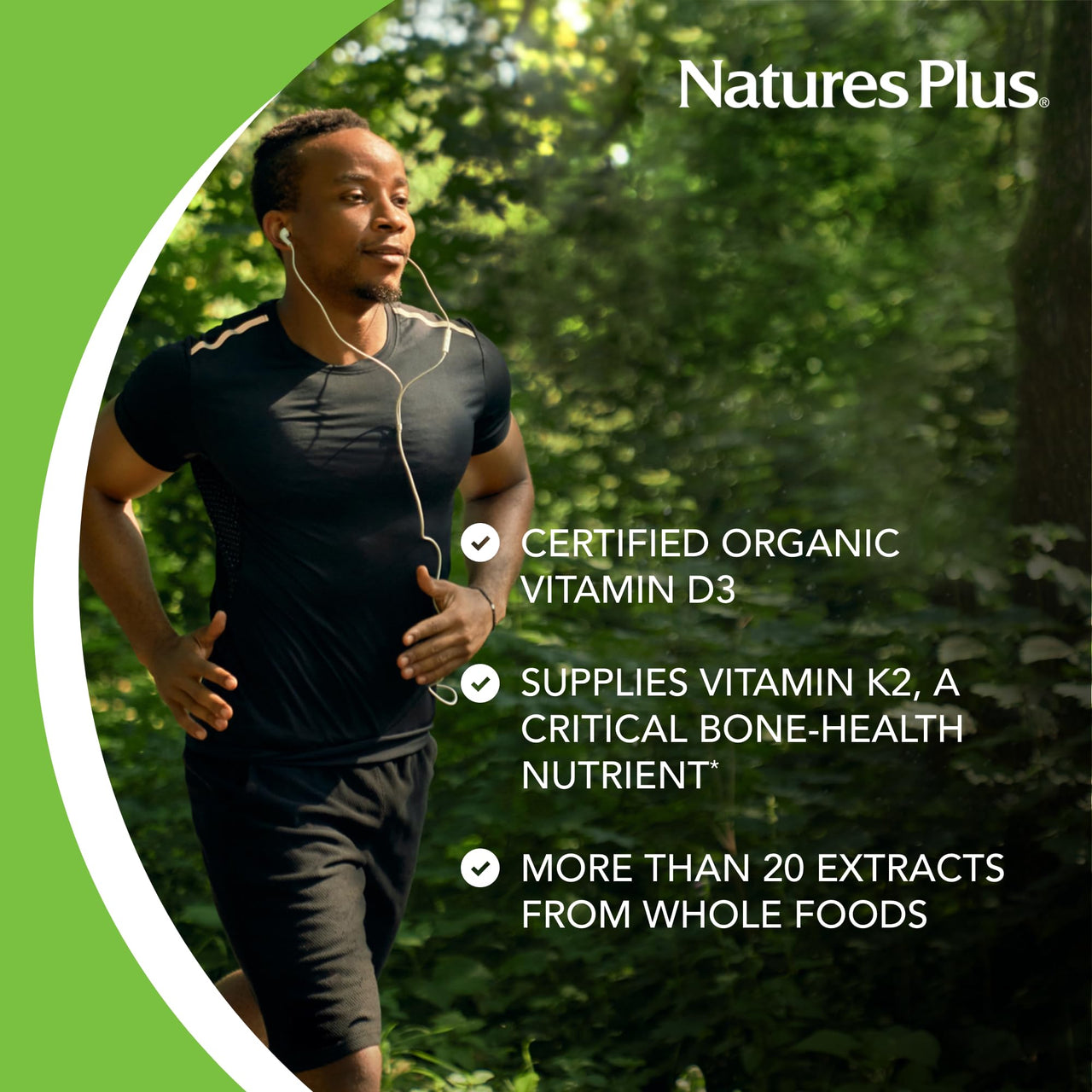 NaturesPlus Source of Life Garden Bone Support - 120 Capsules - Calcium and Magnesium Supplement with Vitamin D3 & K2 - USDA Certified Organic, Non-GMO, Vegan, Gluten Free - 30 Servings