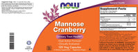 Thumbnail for NOW Foods Mannose Cranberry, 120 Veg Capsules - with PAC - 450mg dMannose, 250mg Whole Cranberry - Bladder Cleanse and Urinary Tract Health* - Vegan Friendly Supplement, Non-GMO