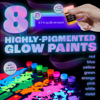 Thumbnail for neon nights Glow in The Dark | Luminescent | Phosphorescent | Self-Luminous Paint - Set of 8