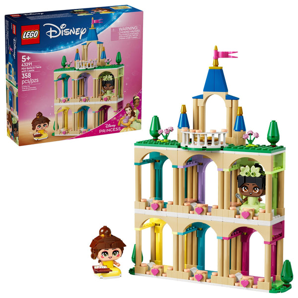 LEGO Disney Princess Mini Belle & Tiana with Castle Building Toy - Princess Toy Figures & Playset for Girls & Boys, Ages 5+ - Gift for Birthday - 43291