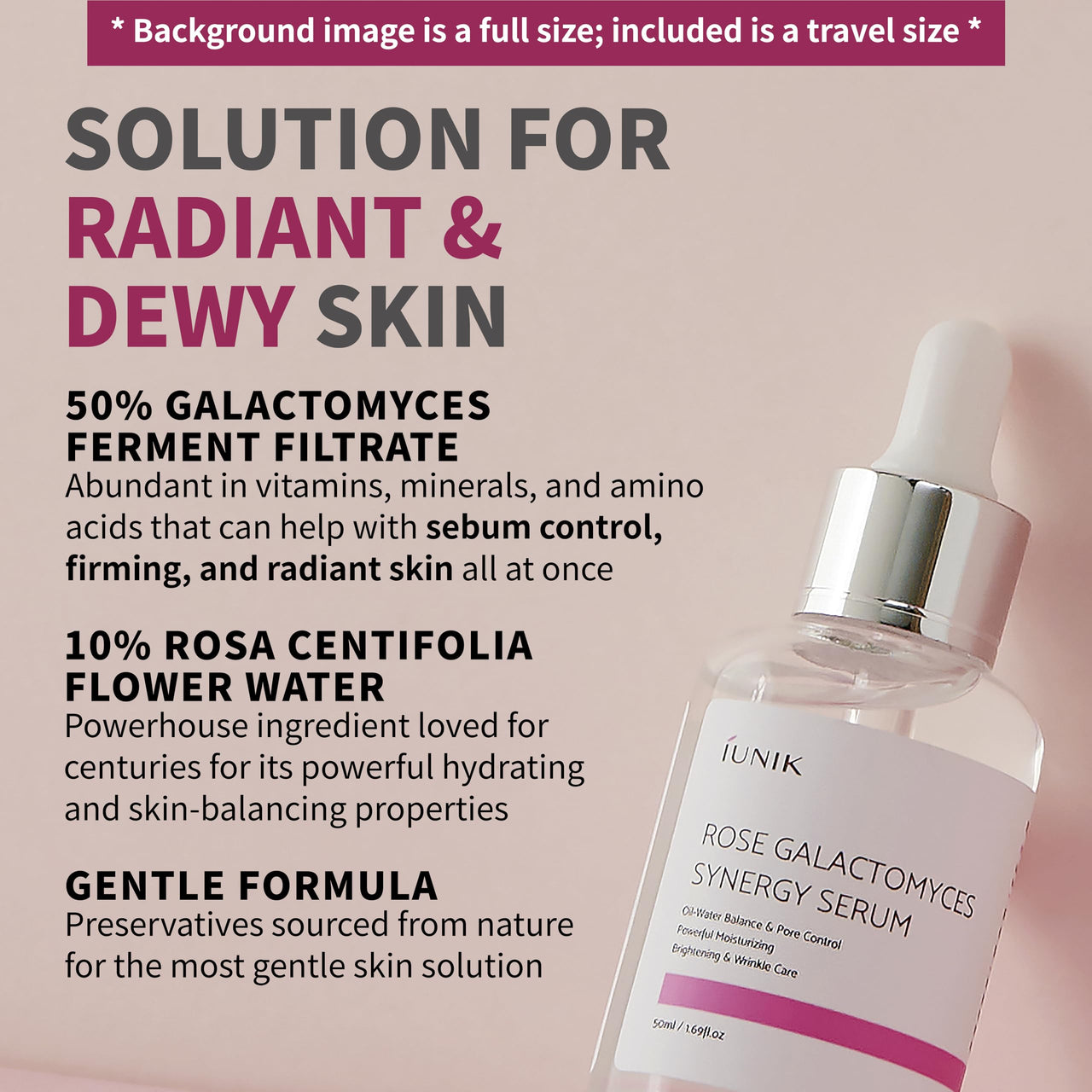 iUNIK Daily Serum Trial Kit (3x 0.51 fl.oz.) - Rose Galactomyces Synergy Serum, Tea Tree Relief Serum,Propolis Vitamin Synergy Serum, Great for Gifts, Trial, and Portability