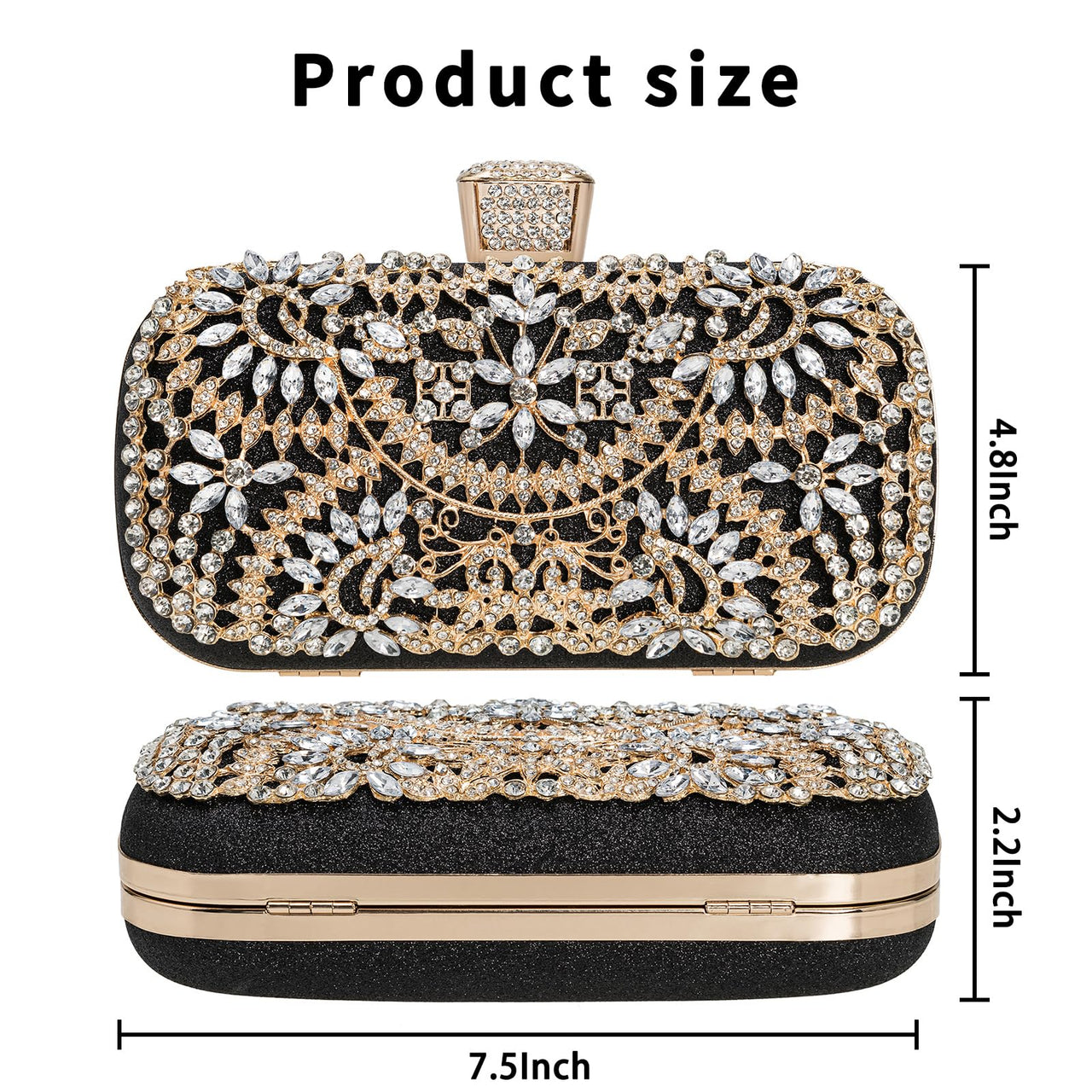 Covelin Women's Rhinestone Decorated Evening Bag, Tote Shoulder Crossbody Handbag with Chain Pure Silver