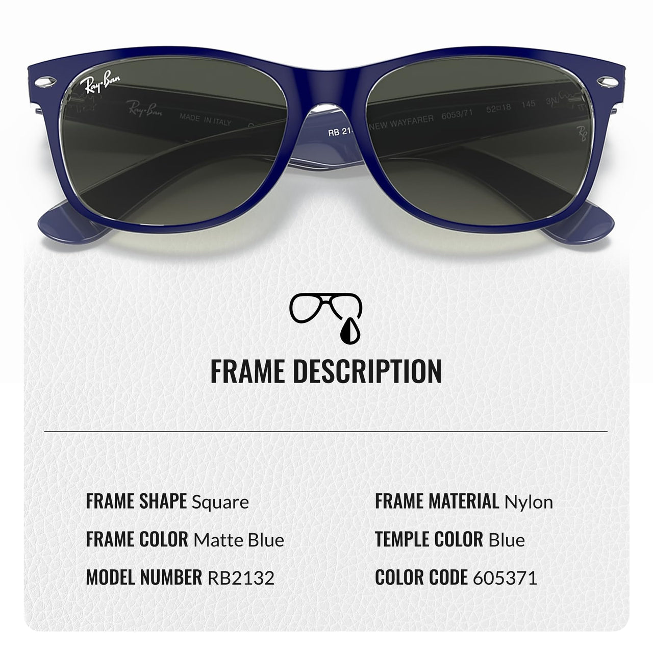 Ray-Ban RB2132 NEW WAYFARER COLOR MIX Square Shaped Non-Polarized Sunglasses for Men & Women – Includes Official RAYBAN Eyewear Kit – Ideal Formal & Casual Wear Sunglasses – Grey Lens