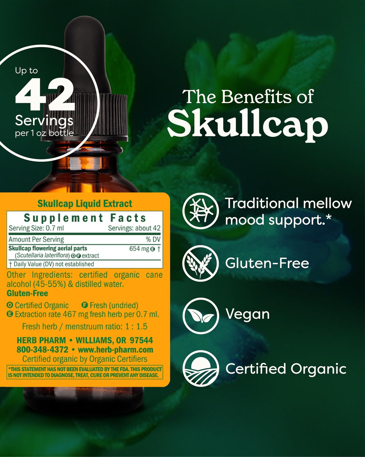Herb Pharm, Skullcap Extract Organic, 1 Fl Oz