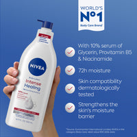 Thumbnail for NIVEA Intense Healing Body Lotion for Very Dry, Itchy Skin with Glycerin, Provitamin B5 and Niacinamide, 72-Hour Body Moisturizer, 16.9 Fl Oz Pump Bottle