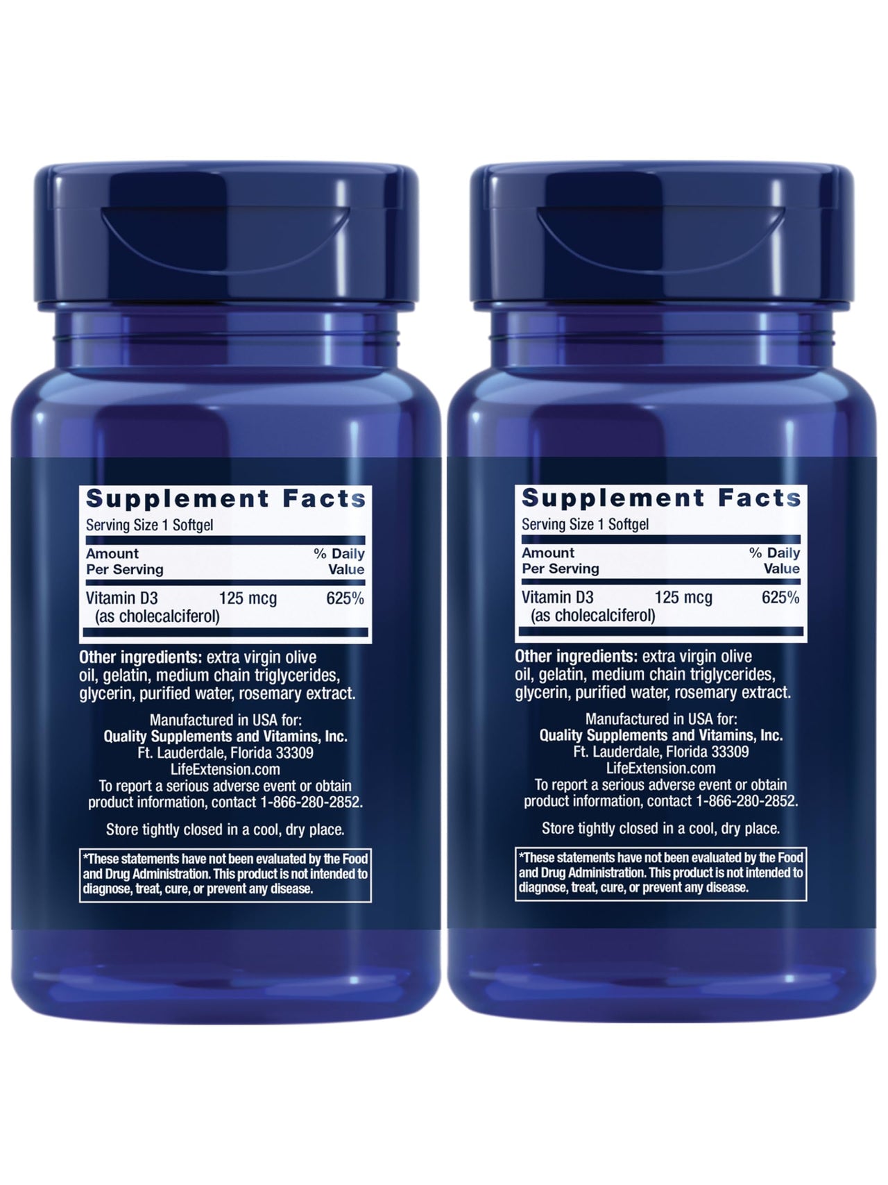 Life Extension Vitamin D3 125 Mcg (5000 Iu) – Promotes Bone Health, Brain Health and Immune Function – Non-GMO – Gluten-Free – Two Pack – 2 x 60 Softgels