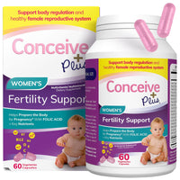 Thumbnail for CONCEIVE PLUS Women's Fertility Support: Conception Fertility Supplement for Her, Aids Hormonal Balance, Folic Acid, B1 B2 B3 B6 B12, Zinc, Biotin, Non-GMO, Vegan Prenatal Vitamin, 30 Days